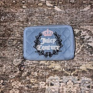 Juicy Couture Compact Zip Wallet in Blue and Cream